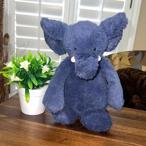 Jellycat Bashful Blue Elephant Plush 11” Stuffed Animal